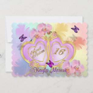 Sweet 16 Einladung Regenbogen