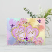 Sweet 16 Einladung Regenbogen (Stehend Vorderseite)