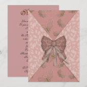 Sweet 16 Einladung rosa Bugs (Vorne/Hinten)