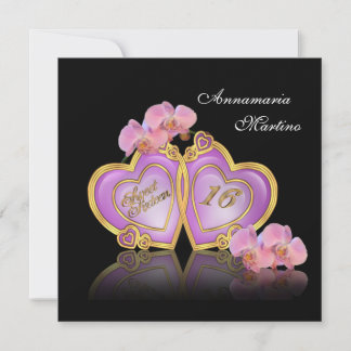 Sweet 16 Einladung rosa und schwarz