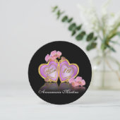 Sweet 16 Einladung rosa und schwarz rund (Stehend Vorderseite)