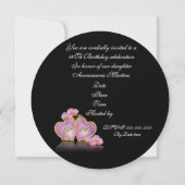 Sweet 16 Einladung rosa und schwarz rund (Rückseite)