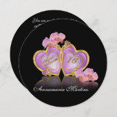 Sweet 16 Einladung rosa und schwarz rund (Vorne/Hinten)