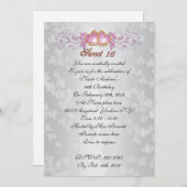 Sweet 16 Einladung satinlook mit rosa Herzen (Vorne/Hinten)