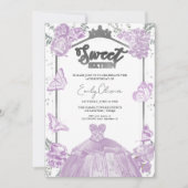 Sweet 16 Einladung Schmetterling Lavendel Kleid (Vorderseite)