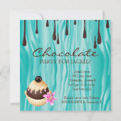 Sweet 16 Einladung Schokolade Cupcake Blau (Rückseite)