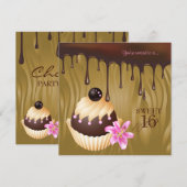 Sweet 16 Einladung Schokolade Cupcake Karamel (Vorne/Hinten)