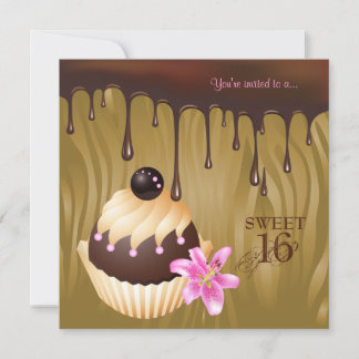 Sweet 16 Einladung Schokolade Cupcake Karamel
