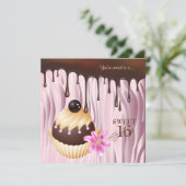 Sweet 16 Einladung Schokolade Cupcake Pink 2 (Stehend Vorderseite)