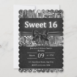 Sweet 16 Einladung - Schwarz und Silberbraun