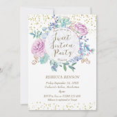 Sweet 16 Einladung Succulents Imitate Gold Konfett (Vorderseite)