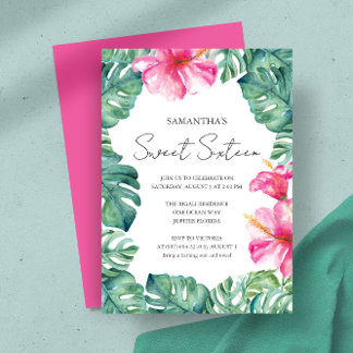 Sweet 16 Einladungen Tropical Aloha Thema