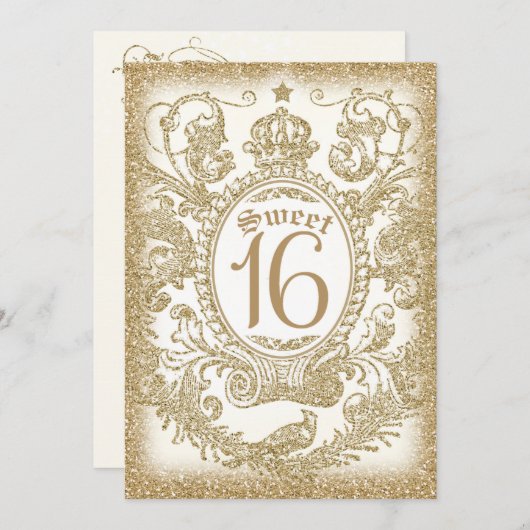 Sweet 16 einmal auf eine Zeit Elfenbein Einladung (Vorne/Hinten)