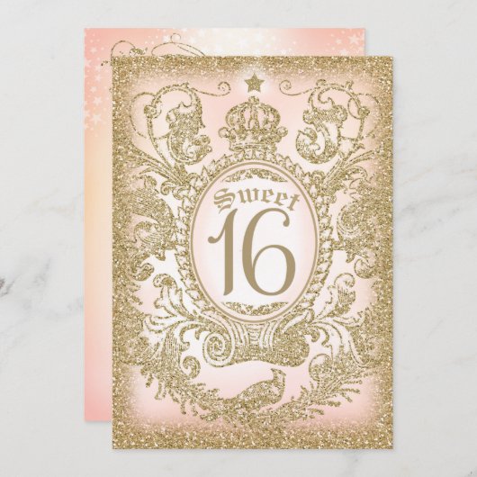 Sweet 16 einmal auf eine Zeit Prinzessin Einladung (Vorne/Hinten)