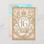 Sweet 16 einmal auf eine ZeitPrinzessin NO UAWG RSVP Karte (Vorne/Hinten)