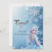 Sweet 16 Eisblauer Silberner Winter Personalisiert Einladung (Vorderseite)