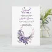 Sweet 16 Elegant Lila Blumenkraut Wasserfarbe Einladung (Stehend Vorderseite)