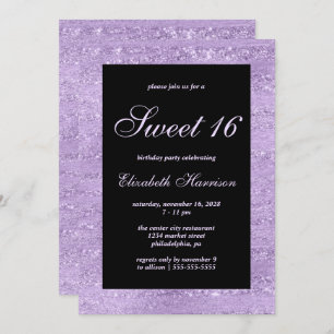 Sweet 16 Elegant Lila Shimmer Geburtstagsparty Einladung
