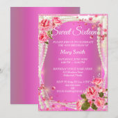 Sweet 16 Elegant Rosa Blütenbraun Einladung zum Ge (Vorne/Hinten)