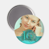 Sweet 16 elegante Pfauenfedervorlage Magnet (Vorderseite/Rückseite)