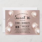 Sweet 16 Elegante Rose Gold & Silver Foto Geburtst Einladung (Rückseite)
