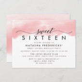 Sweet 16 Elegante Script Moderne Wasserfarbe Gebur Einladungspostkarte (Vorne/Hinten)