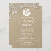Sweet 16 Eleganter Hibiskus Blume Beach Einladung (Vorne/Hinten)