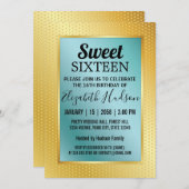 Sweet 16 Emerald Einladung mit Goldfesseln (Vorne/Hinten)