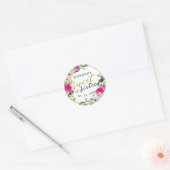 Sweet 16 Emerald Hot Pink Gold Floral Butterfly Runder Aufkleber (Umschlag)