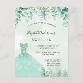 Sweet 16 enchanted forest dress invitation postkarte (Vorderseite)
