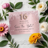 Sweet 16 errötet pink silber Save the Date Ankündigungspostkarte