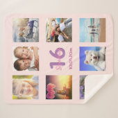 Sweet 16 errötete Rose Goldname Foto Collage Sherpadecke (Vorderseite (Horizontal))