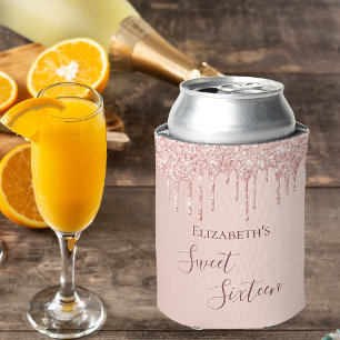 Sweet 16 errush Rose Gold Glitzer Tropfen Name Dosenkühler