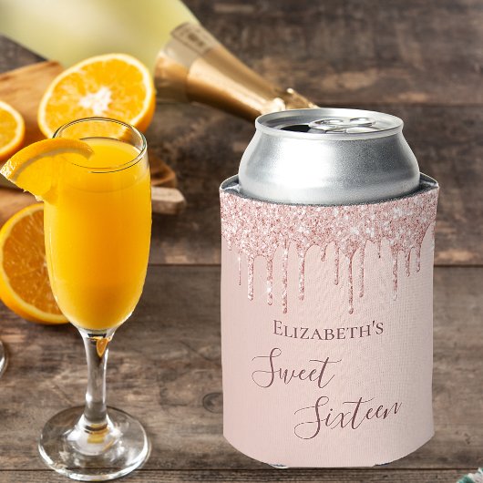 Sweet 16 errush Rose Gold Glitzer Tropfen Name Dosenkühler