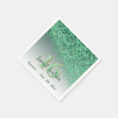 Sweet 16 Falling Green Glitzer & Monogram Serviette (Ecke)