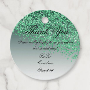 Sweet 16 Falling Green Glitzer Personalisiert Geschenkanhänger