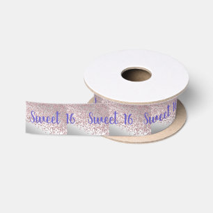 Sweet 16 Falling Rose Gold Glitzer auf Shiny Silve Satinband