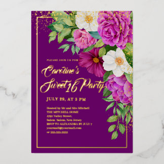 Sweet 16 farbenfrohe, blumenfarbene Wasserfarbe Li Folieneinladung