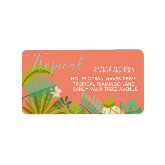 Sweet 16 Flamingo Luau Tropical 16. Geburtstag Adressaufkleber (Vorne)
