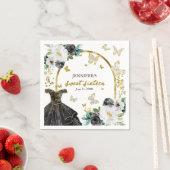 Sweet 16 Floral Gold Black Dress Butterfly Serviette (Beispiel)