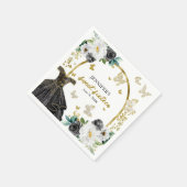 Sweet 16 Floral Gold Black Dress Butterfly Serviette (Ecke)