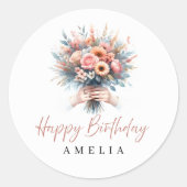 Sweet 16 Floral Happy Birthday Custom Sticker (Vorderseite)