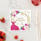 Sweet 16 Floral Hot Pink Dress Butterfly Serviette (Beispiel)