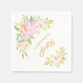 Sweet 16 Floral Wasserfarbe Rosa Elegant Serviette (Vorderseite)