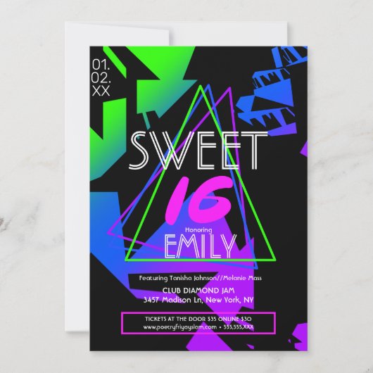 Sweet 16 Flyer Club Thema Förderung Einladung (Vorderseite)