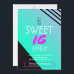 Sweet 16 Flyer Club Thema Geometrische Neonstreife Einladung<br><div class="desc">Neon Club Einladung Style für Sweet 16</div>