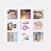Sweet 16 Foto Collage Girl white Fleecedecke (Vorderseite (Horizontal))