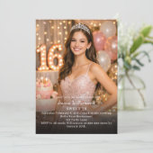 Sweet 16 Foto Einladung (Stehend Vorderseite)