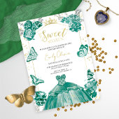 Sweet 16 Foto Einladung Emerald Green Butterfly