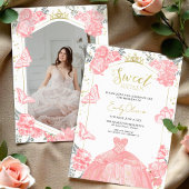 Sweet 16 Foto Einladung Schmetterling Pink Blüte